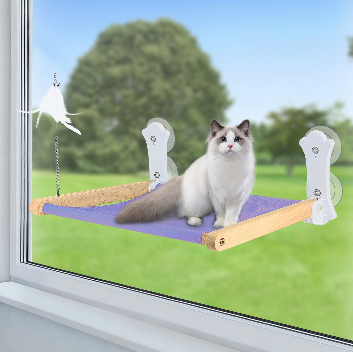 JOYTALE Cat Window Hammock Window Perch, Safety Cat Shelves Space Saving Window Mounted Cat Seat for Large Cats