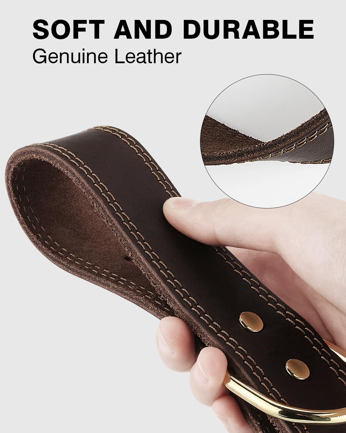 JOYTALE Genuine Leather Heavy Duty Soft and Durable Leather Collar