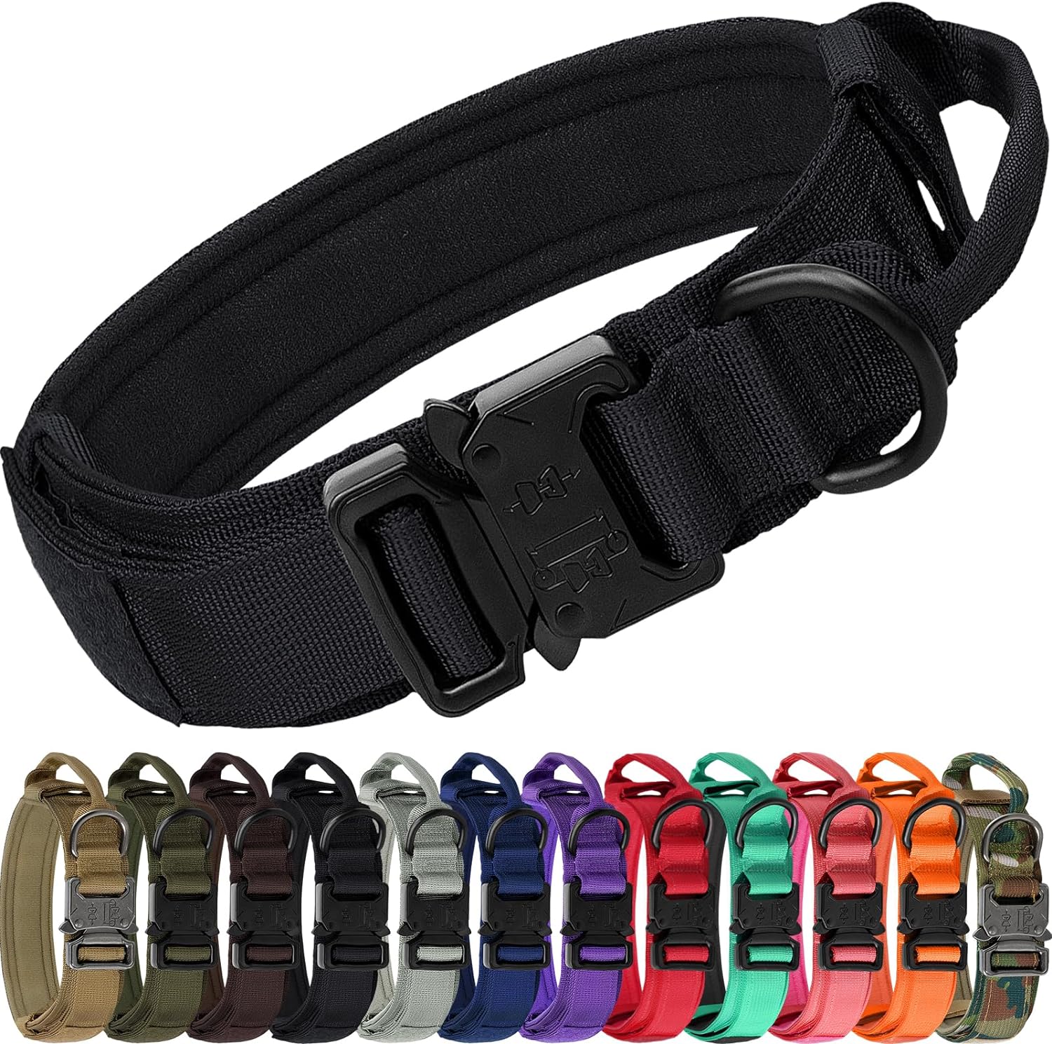 Tactical Collar K9 Collar With Handle JOYTALE Heavy Duty Military