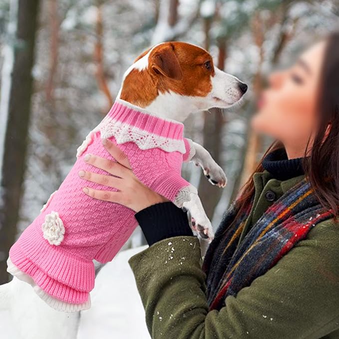 JOYTALE Small Dog Sweater, Dog Clothes for Small Dogs Girls Boys, Soft Warm Turtleneck Dress