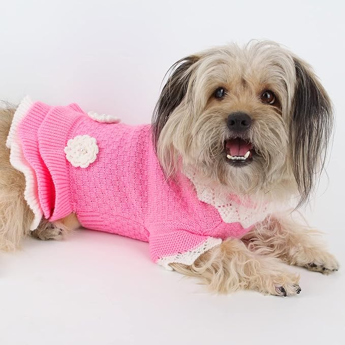 JOYTALE Small Dog Sweater, Dog Clothes for Small Dogs Girls Boys, Soft Warm Turtleneck Dress