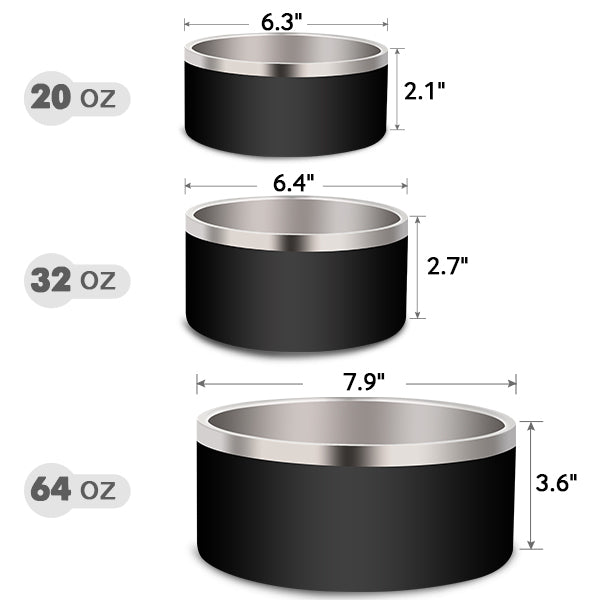 JOYTALE Pet Water Bowls,Stainless Steel Non-slip Pet Feeding and Drinking Bowls