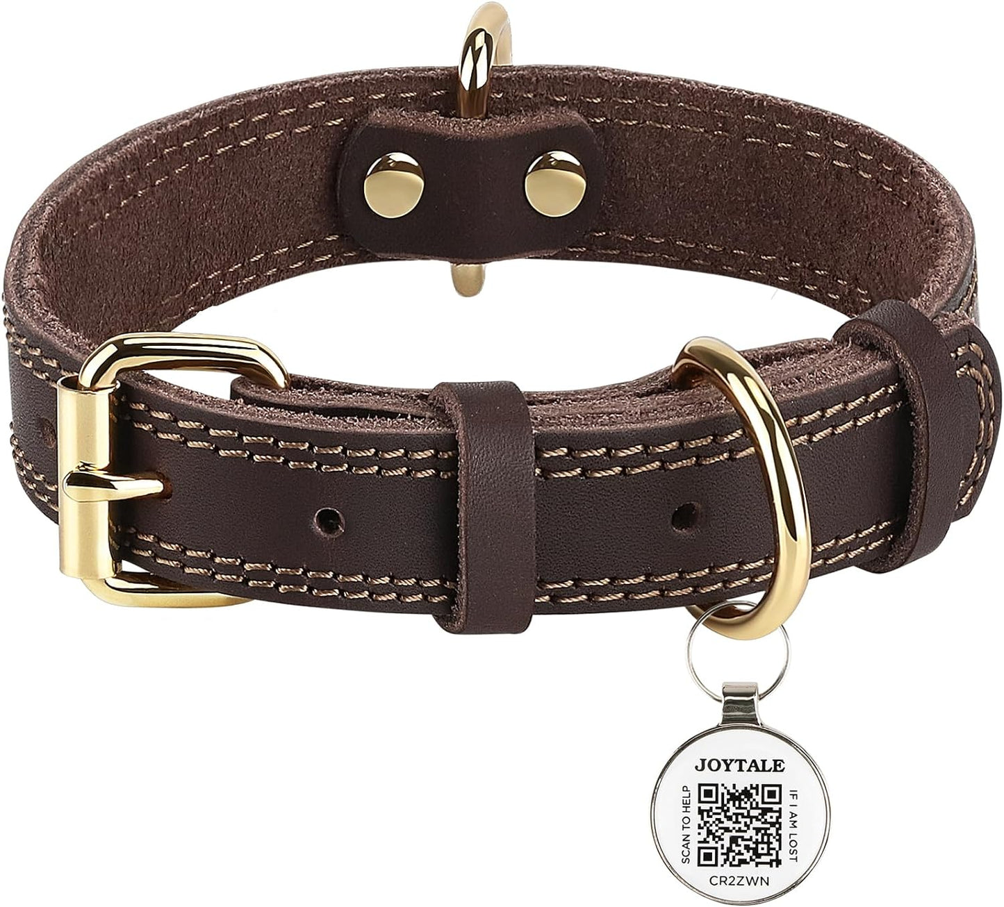 Joytale Genuine Leather Heavy Duty Soft and Durable Leather Collar