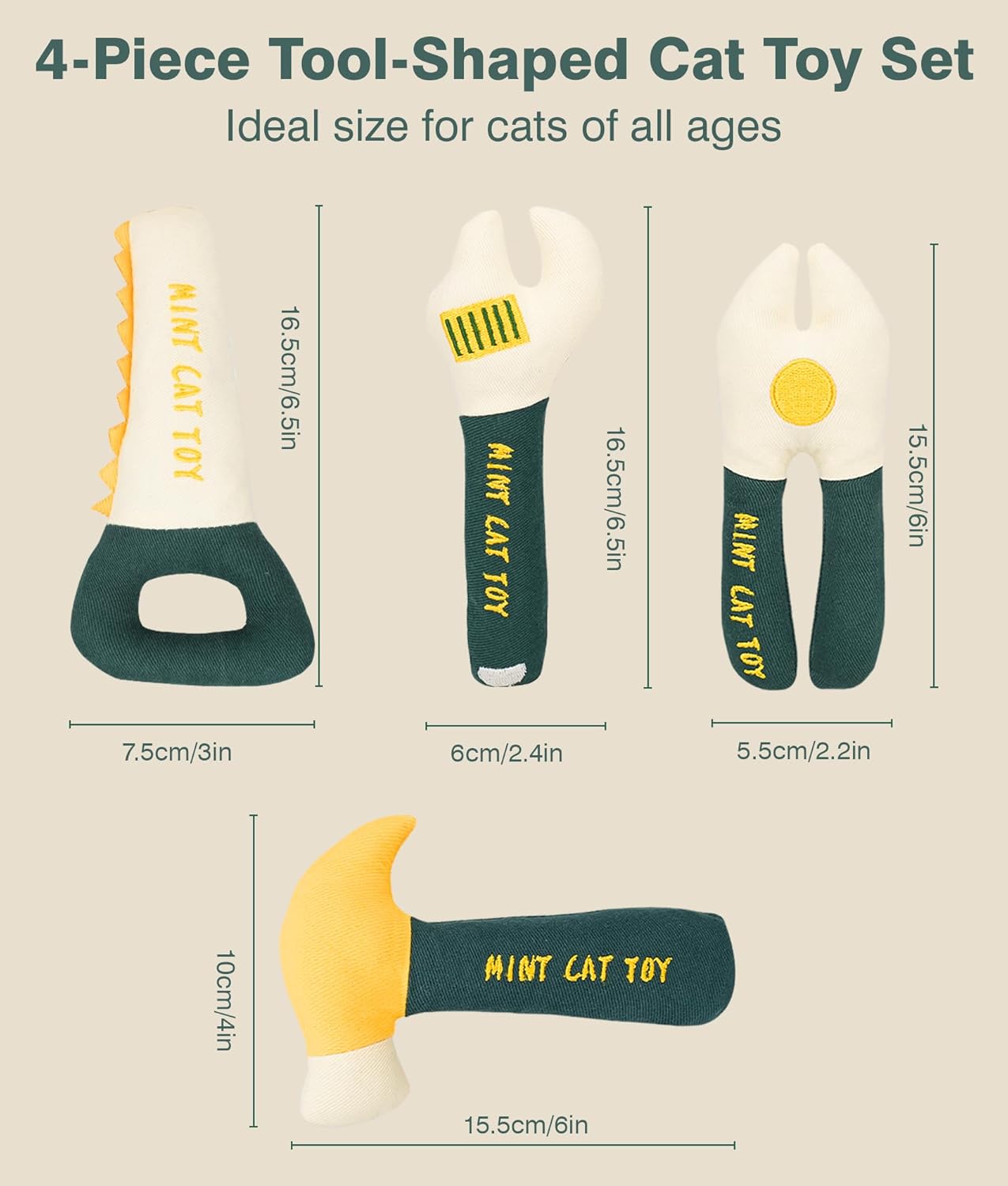 Joytale 4Pcs Tool-Shaped Catnip Toys