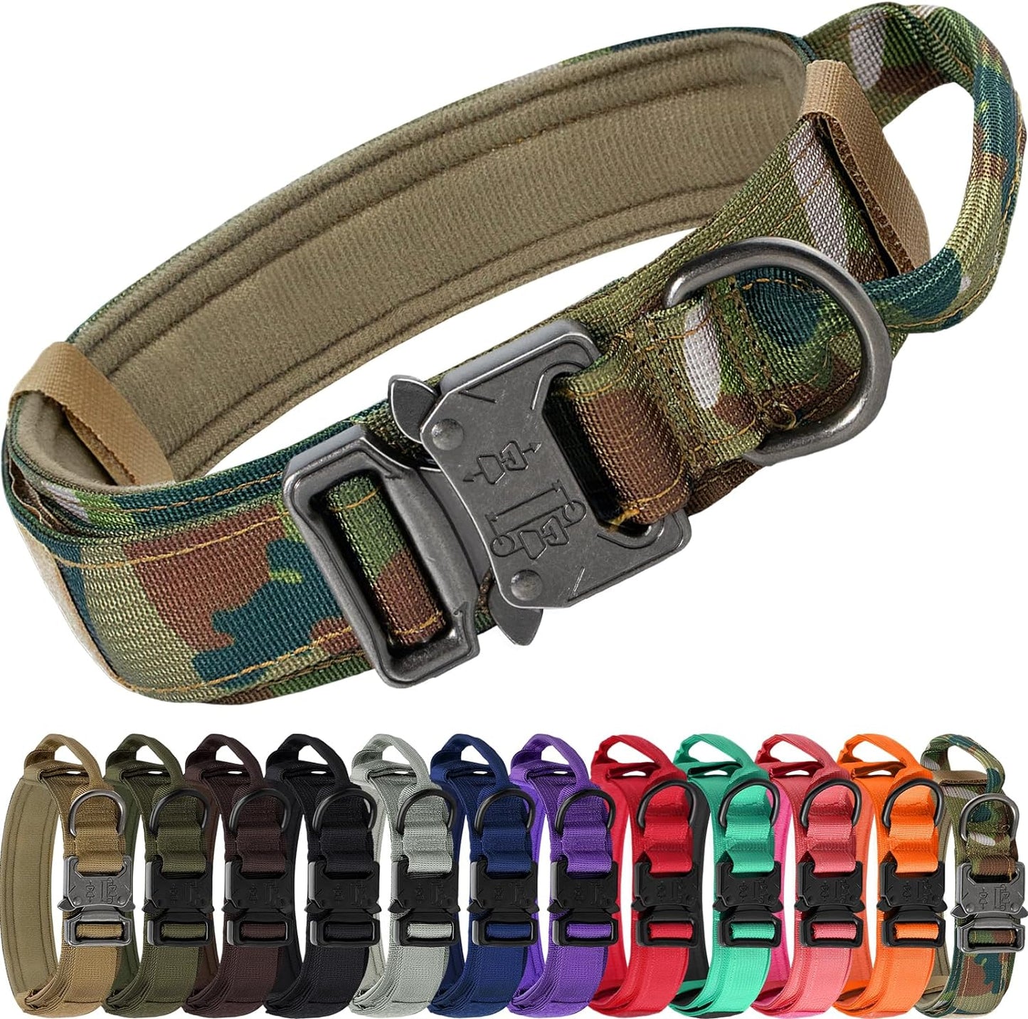 JOYTALE Heavy Duty Military with Handle Adjustable Tactical Dog Collar