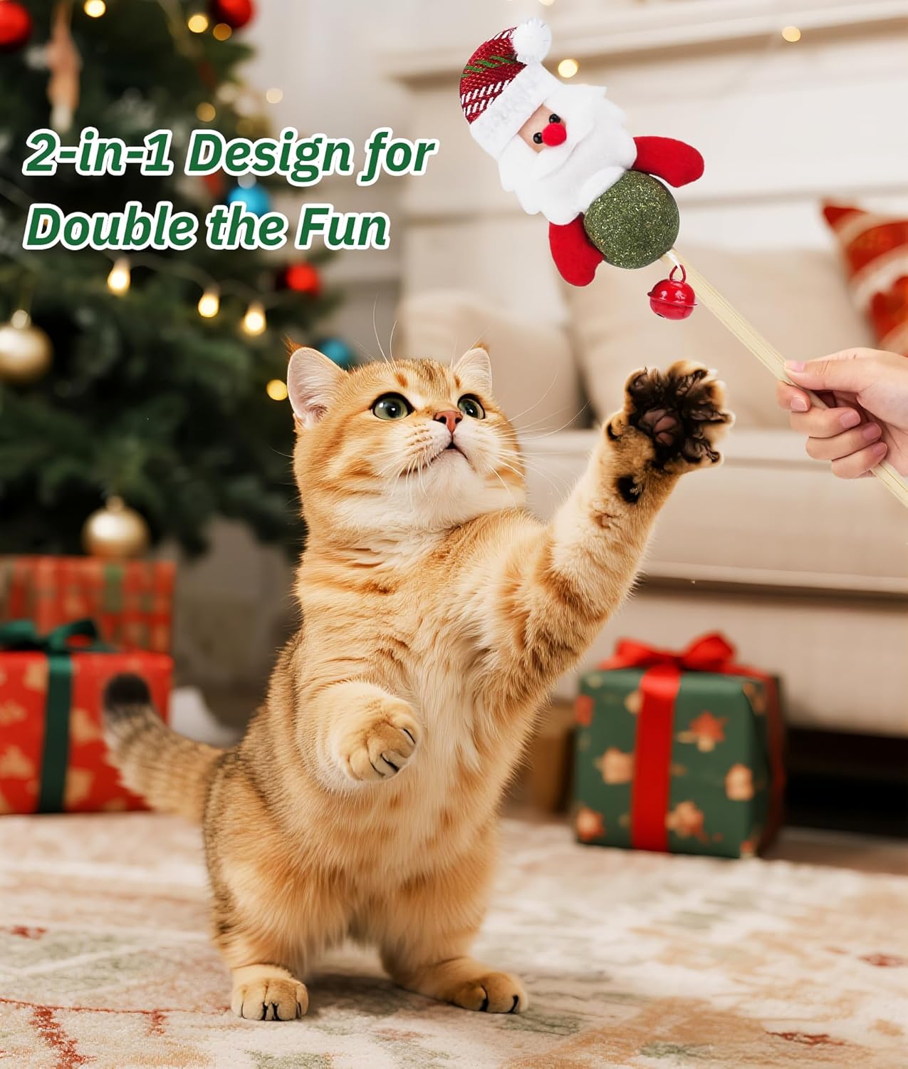 Joytale 2 Pack Christmas Catnip Toys with Bell