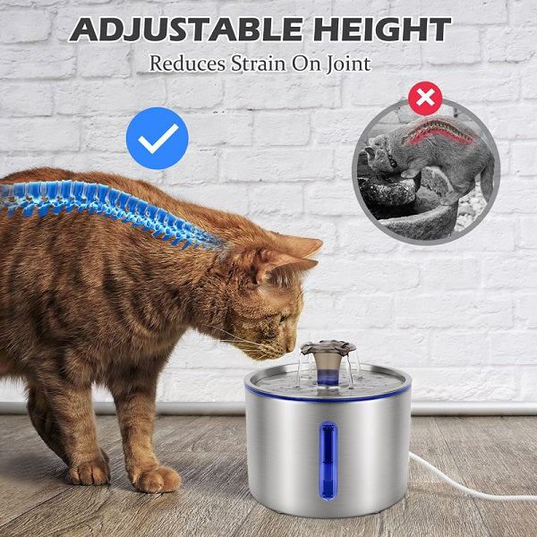 SmartStride™ Stainless Steel Pet Water Fountain with Filter